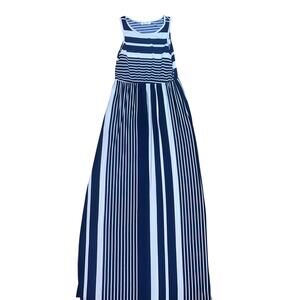 Blue White Striped Maxi Dress Sleeveless Stretchy Long Summer Dress Size Medium
